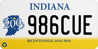 IN license plate 986CUE