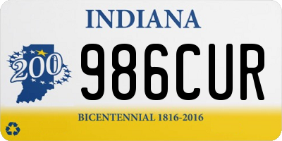 IN license plate 986CUR