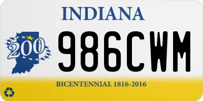 IN license plate 986CWM