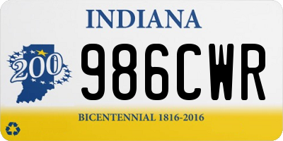 IN license plate 986CWR