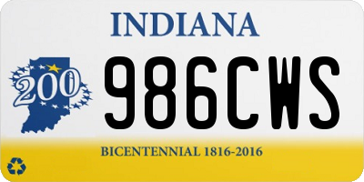 IN license plate 986CWS