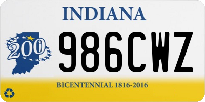 IN license plate 986CWZ