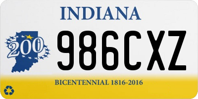 IN license plate 986CXZ