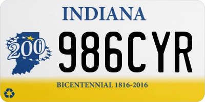 IN license plate 986CYR