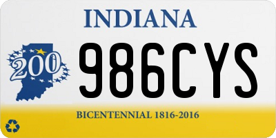 IN license plate 986CYS