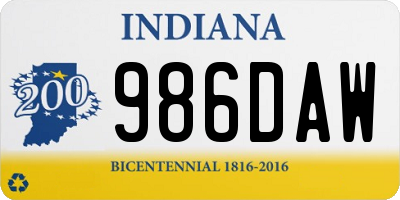 IN license plate 986DAW