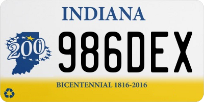 IN license plate 986DEX