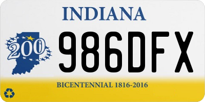 IN license plate 986DFX