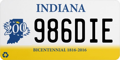 IN license plate 986DIE