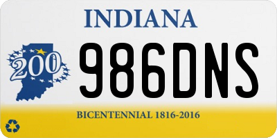 IN license plate 986DNS