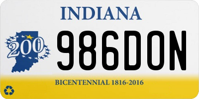 IN license plate 986DON