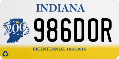 IN license plate 986DOR