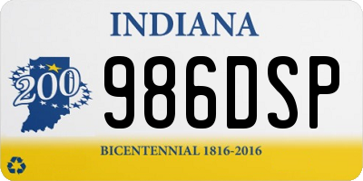 IN license plate 986DSP