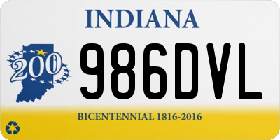 IN license plate 986DVL