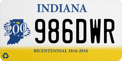 IN license plate 986DWR