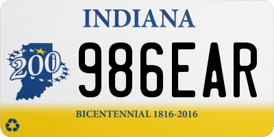 IN license plate 986EAR