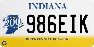 IN license plate 986EIK