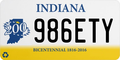 IN license plate 986ETY