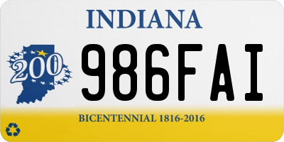 IN license plate 986FAI