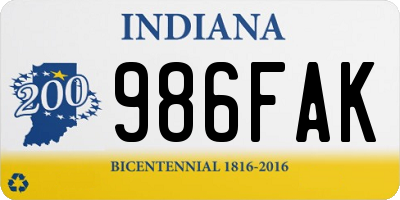 IN license plate 986FAK