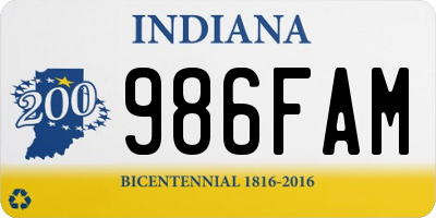 IN license plate 986FAM