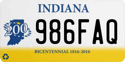 IN license plate 986FAQ