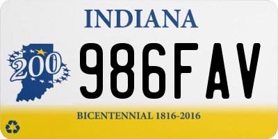 IN license plate 986FAV