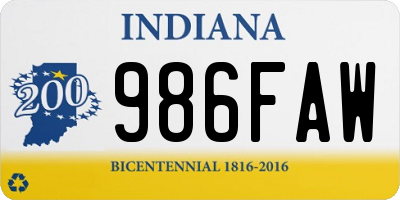 IN license plate 986FAW