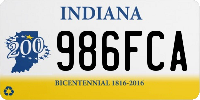 IN license plate 986FCA