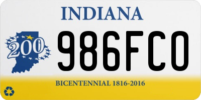IN license plate 986FCO