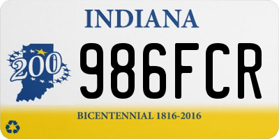 IN license plate 986FCR