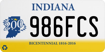 IN license plate 986FCS