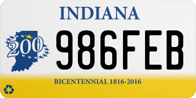 IN license plate 986FEB