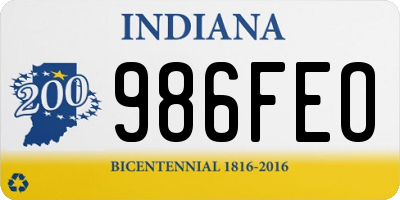 IN license plate 986FEO