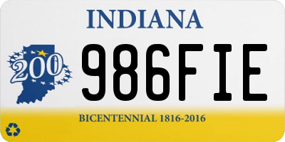 IN license plate 986FIE