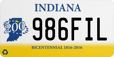 IN license plate 986FIL