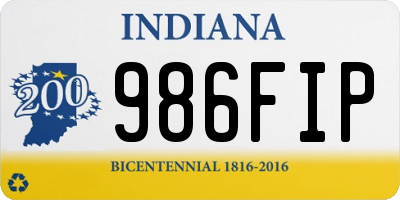 IN license plate 986FIP