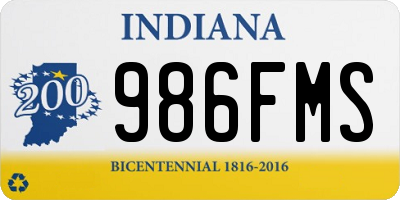 IN license plate 986FMS