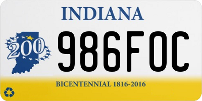 IN license plate 986FOC