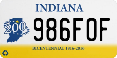 IN license plate 986FOF