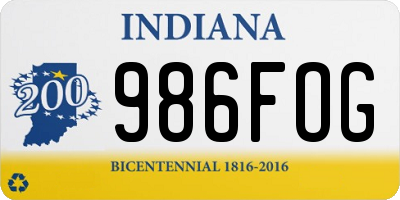 IN license plate 986FOG