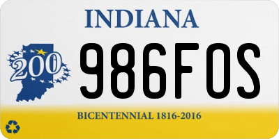 IN license plate 986FOS