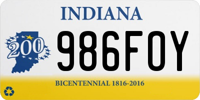 IN license plate 986FOY