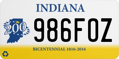 IN license plate 986FOZ