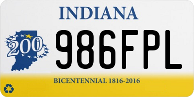 IN license plate 986FPL