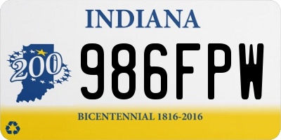 IN license plate 986FPW