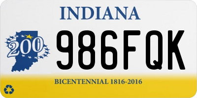 IN license plate 986FQK