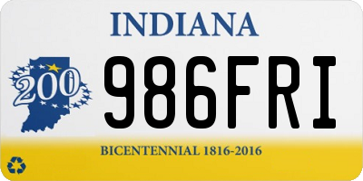 IN license plate 986FRI