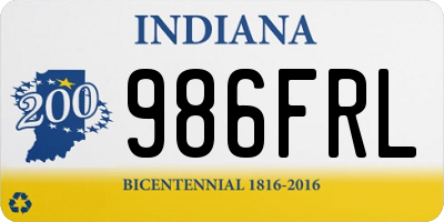 IN license plate 986FRL