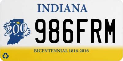 IN license plate 986FRM